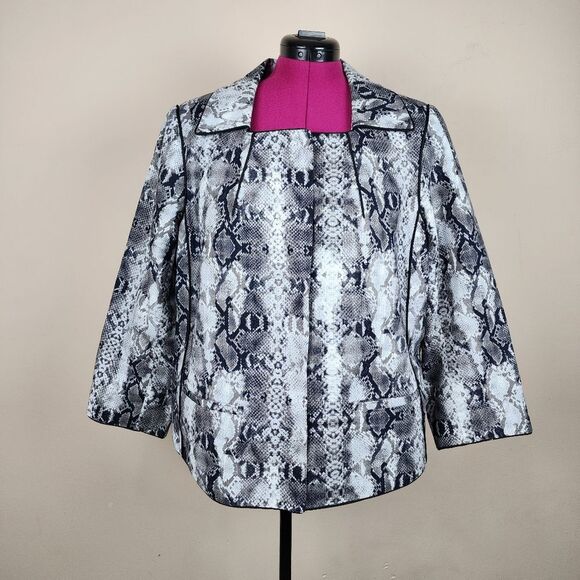 Linea by Louis Dell'Olio Blazer Grey Snakeskin Cotton Jacket Animal Print Sz 1X - Picture 16 of 16